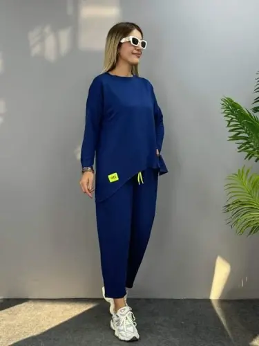 Женский Двухниточный Вискозно-Хлопковый Комплект с Деталями Отделки - 5