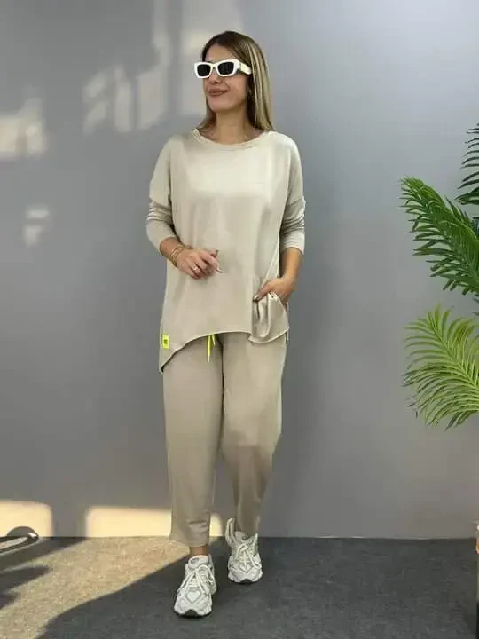 Женский Двухниточный Вискозно-Хлопковый Комплект с Деталью Арма - BÜYÜKBEDENIZ