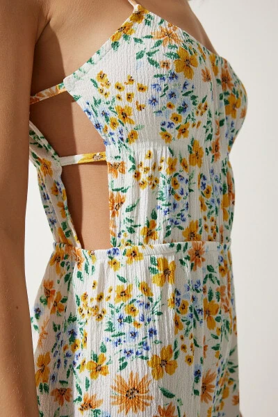 Женский экрю желтый комбинезон с узорным рисунком на окне UB00245 - 6