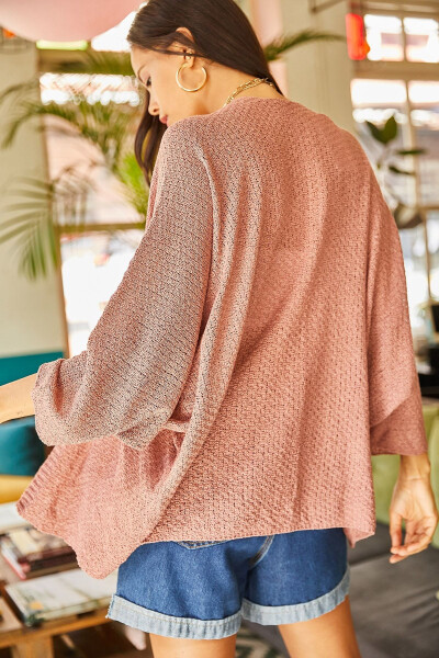 Женский кардиган цвета пыльной розы, весенний, летучая мышь HRK-19000057 - 7