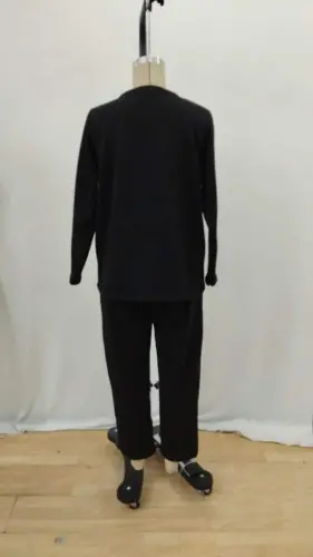 Женский комплект из двух частей: вискозная толстовка с длинными рукавами, боковыми вставками в рубчик и брюки - 7