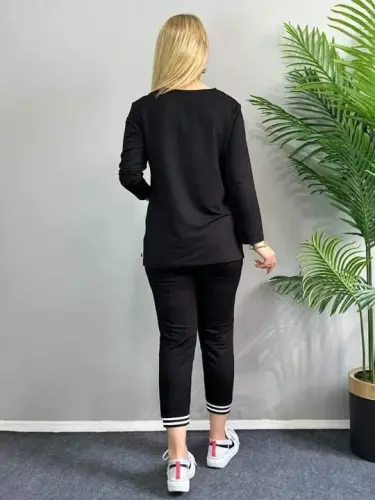 Женский комплект из двух предметов с длинными рукавами и ребристыми деталями из новой коллекции - 3