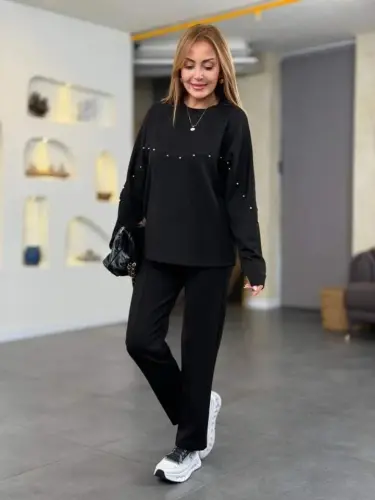 Женский комплект из модальной ткани с жемчугом - 5