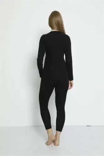 Женский комплект термобелья Angelino черного цвета - BÜYÜKBEDENIZ (1)