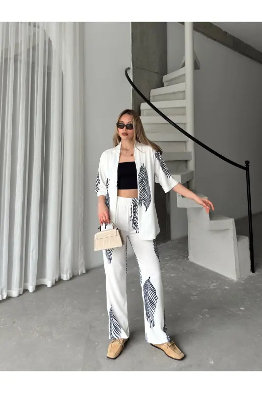 Женский костюм кимоно свободного кроя - черный - 5