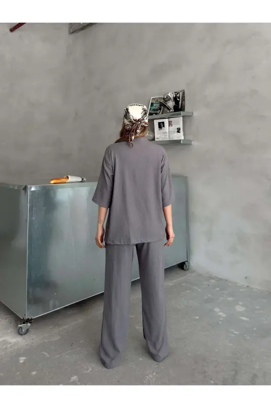 Женский костюм-кимоно свободного кроя - Дымчатый - 3