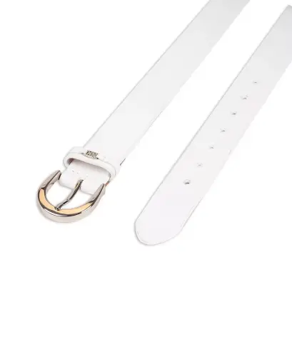 Women's Signature Leather Jean Belt-White - 5