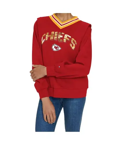 Женский красный свитшот Alice с V-образным вырезом Kansas City Chiefs - 3