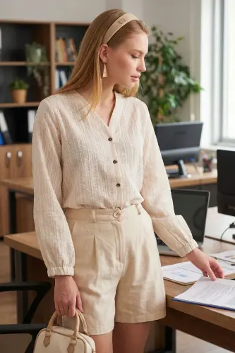 Женский крем-кол. Ластик. Рубашка ARM-24K00 