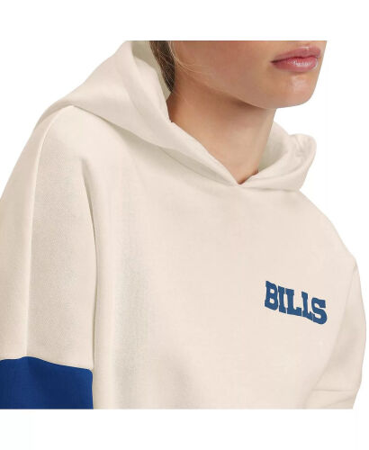Women's Cream, Royal Buffalo Bills Harriet Pullover Hoodie-Cream, Royal - 3