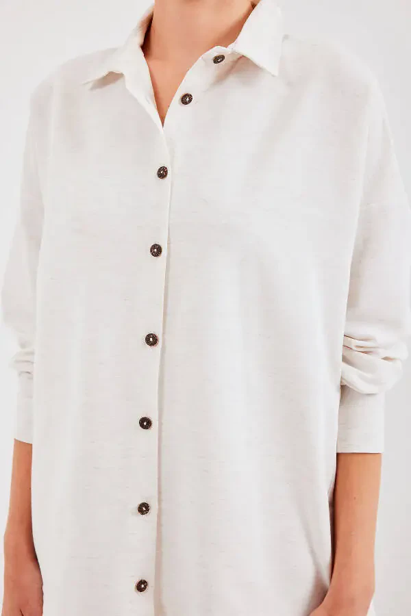 Женский кремовый оверсайз льняной комбинезон 6622 - 10