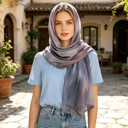Женский легкий шарф-накидка E-Clover Fashion для весны/лета и зимы - 5