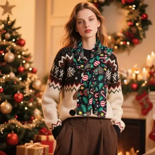 Женский легкий шарф-накидка E-Clover Fashion для весны/лета и зимы - 5