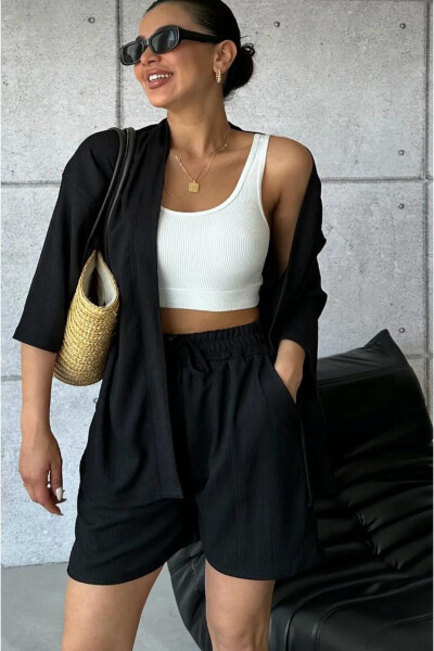 Женский летний комплект из кимоно с шортами свободного кроя 