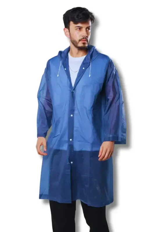 Женский Мужской Дождевик С Капюшоном На Кнопках Eva Темно-синий Дождевик Bymmrc881r04-Темно-синий - 3