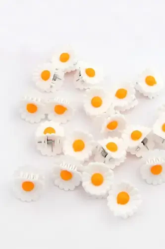 Женский набор маленьких заколок-прищепок с ромашками, 10 шт. - БЕЛЫЙ - 1