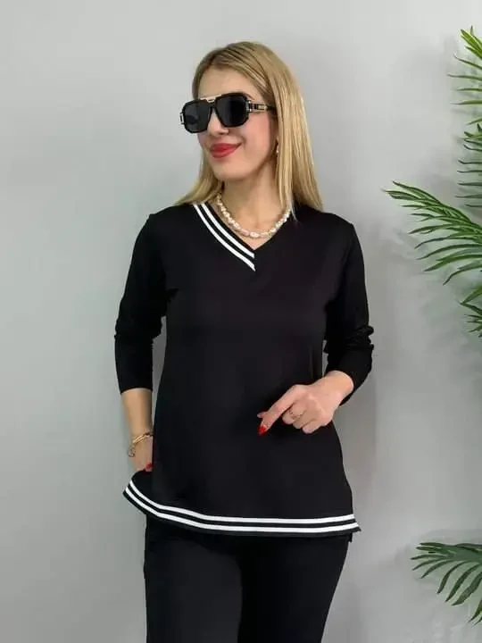 Женский Новый Сезон Длинный Рукав Рибана Деталь Двойка - 4