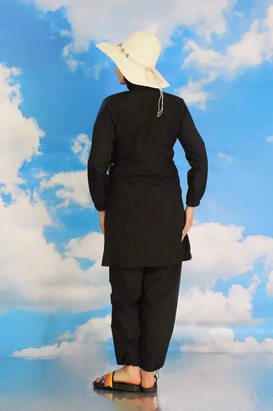 Женский полностью закрытый купальник черный 31062 - 5