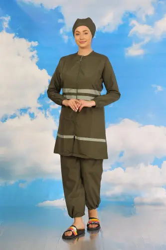 Женский полностью закрытый купальник хаки 31061 - 6