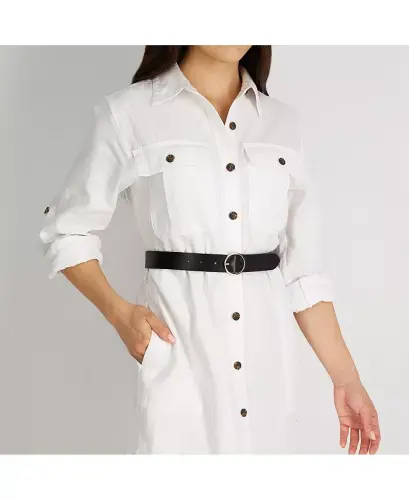 Женский ремень из натуральной кожи двухцветный, черный и коричневый. - 6