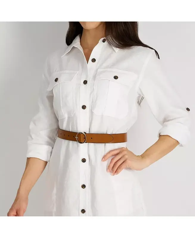 Женский ремень из натуральной кожи двухцветный, черный и коричневый. - 7