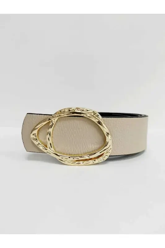 Женский ремень из норки с золотой пряжкой - норка - 1