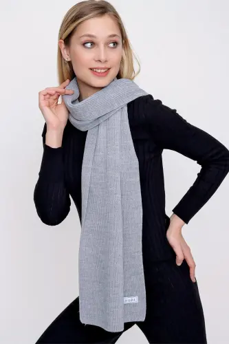 Женский Салоники Трикотажный Шарф Серый 22wk271-Серый 