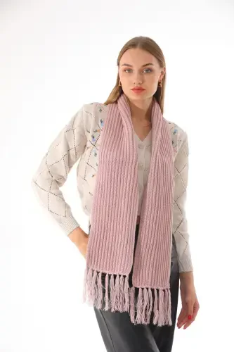 Женский Салоники Вязаный Пудровый Шарф-Пудра - 1