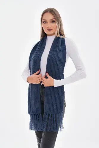 Женский Салоникский вязаный шарф-индиго - 3
