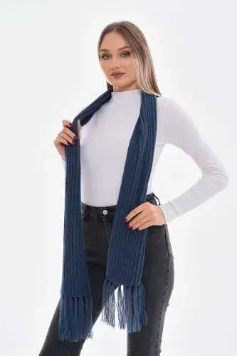 Женский Салоникский вязаный шарф-индиго - 6