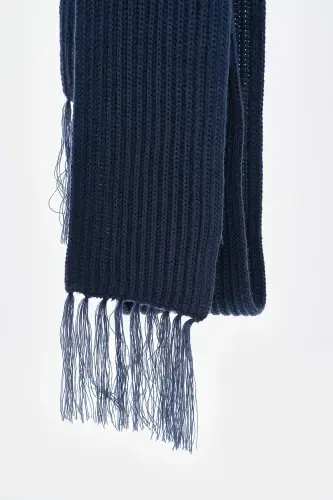 Женский Салоникский вязаный шарф-индиго - 7