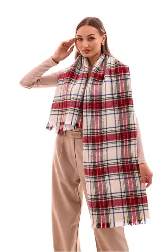 Женский шарф в клетку из мягкой ткани - Шотландка - 4