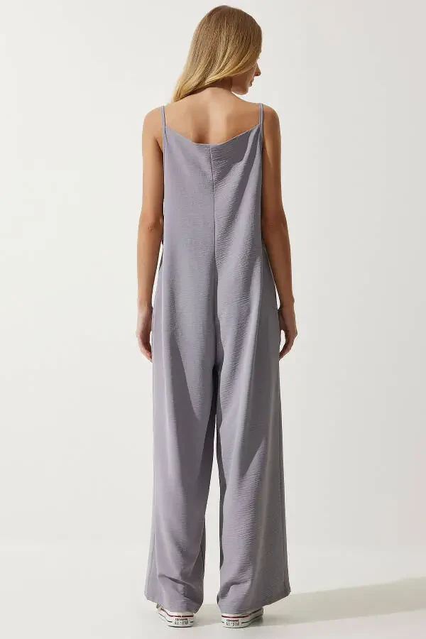 Женский серый вязаный сарафан на бретельках BF00095 - 7