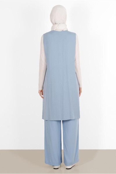 Женский синий жилет с вышивкой и карманами A.Blue 40848 - 7