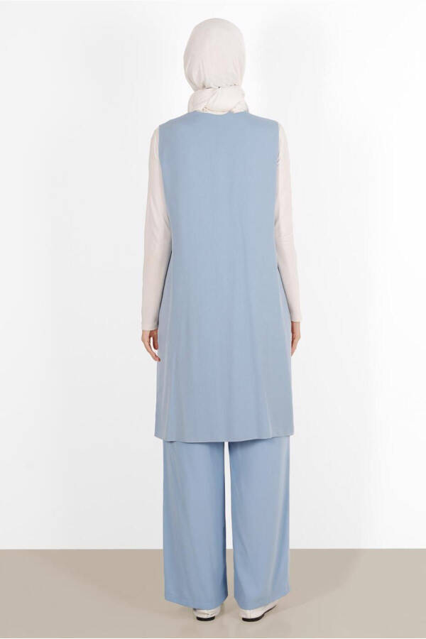 Женский синий жилет с вышивкой и карманами A.Blue 40848 - 7