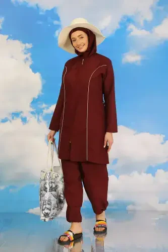 Женский слитный купальник бордового цвета 31060 - BÜYÜKBEDENIZ (1)