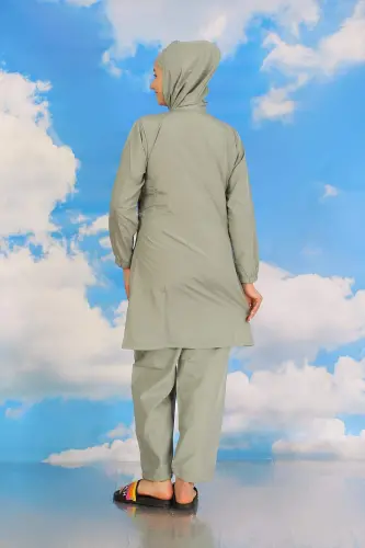 Женский слитный купальник Водяной зеленый 31061 - 5