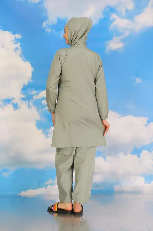 Женский слитный купальник Водяной зеленый 31061 - 5