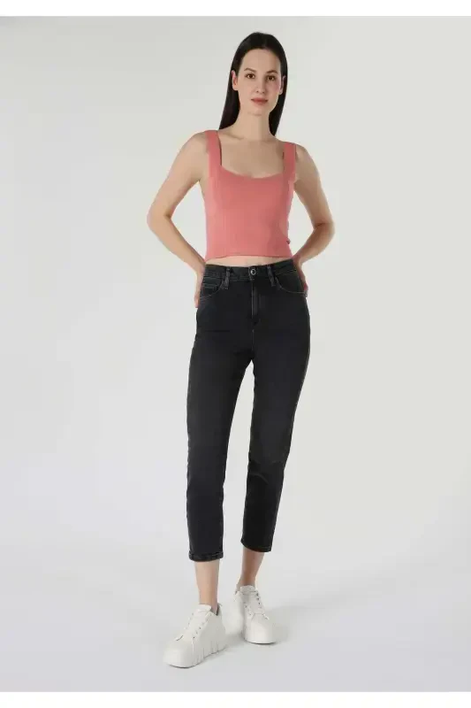 Женский спортивный топ оранжевого цвета, квадратный вырез, приталенный, укороченный - 5