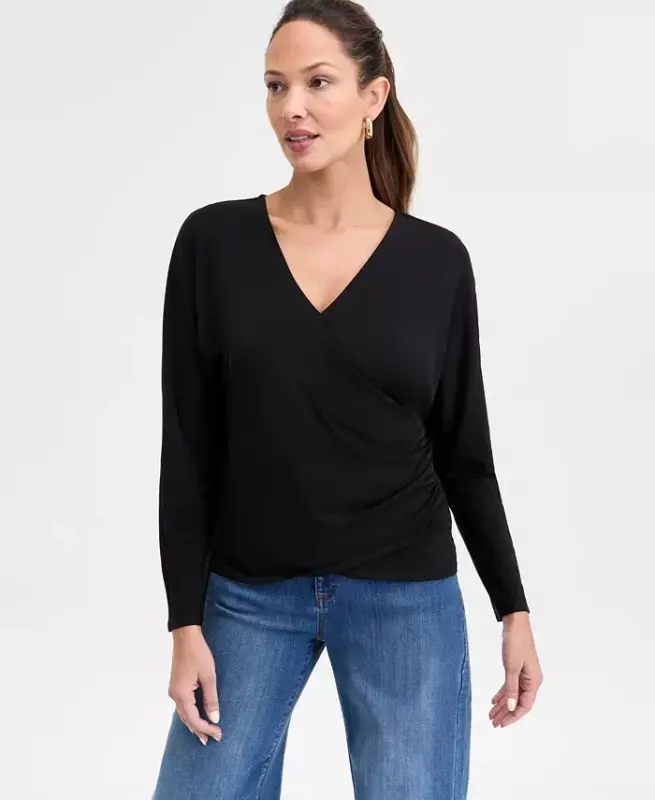 Women's Dolman-Sleeve Top, Exclusively at Modazone-Deep Black - I.N.C. INTERNATIONAL CONCEPTS