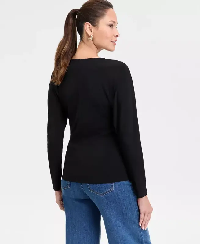 Women's Dolman-Sleeve Top, Exclusively at Modazone-Deep Black - 2