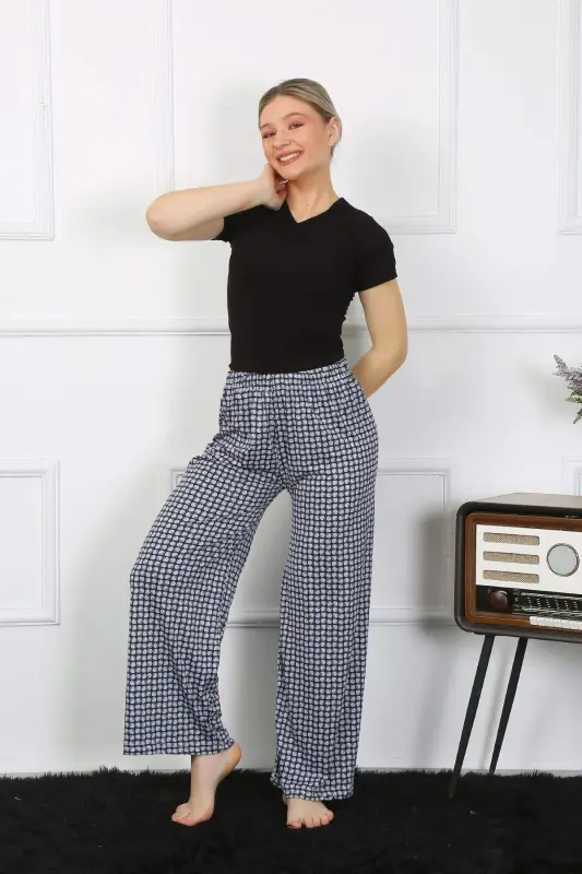 Женский трикотажный комплект с широкими брюками 5504 - BÜYÜKBEDENIZ