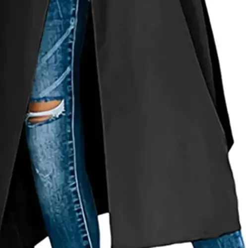 Женский ветрозащитный тренч с лацканами, двубортное длинное пальто, повседневная осенне-зимняя ветровка, верхняя одежда. - 5