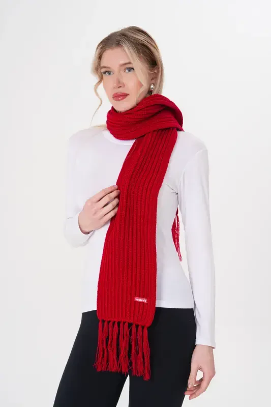 Женский вязаный шарф Салоники - Красный - 1
