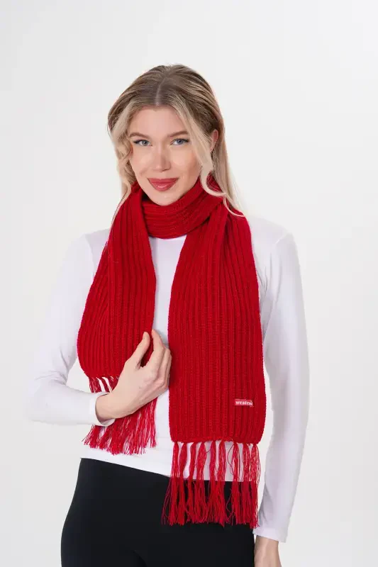 Женский вязаный шарф Салоники - Красный - 5