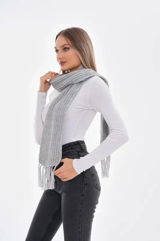 Женский вязаный шарф Saloniki - серый - 1