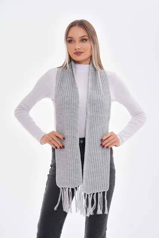 Женский вязаный шарф Saloniki - серый - 3