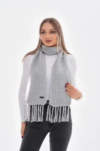 Женский вязаный шарф Saloniki - серый - 5