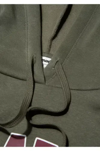 Женский хаки зеленый M1600361-71581 толстовка с капюшоном - 6