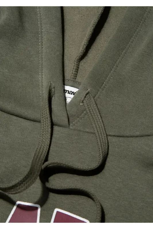 Женский хаки зеленый M1600361-71581 толстовка с капюшоном - 6